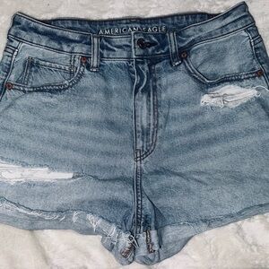 American Eagle Outfitters Light Blue Distressed Jean Shorts